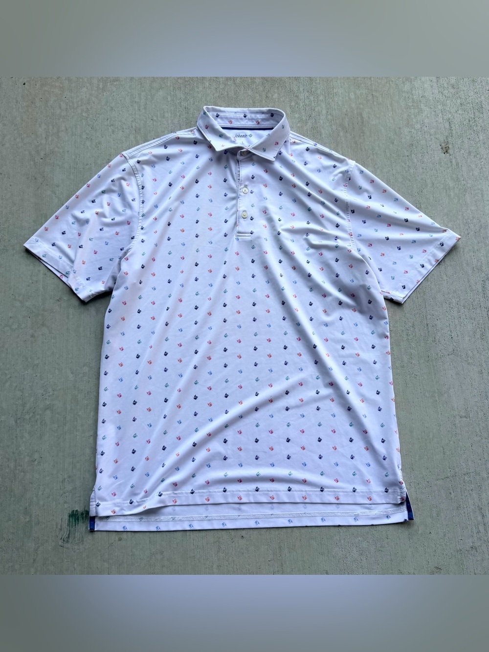 Johnnie O Golf Polo All Over Print Men Size Large Stretch